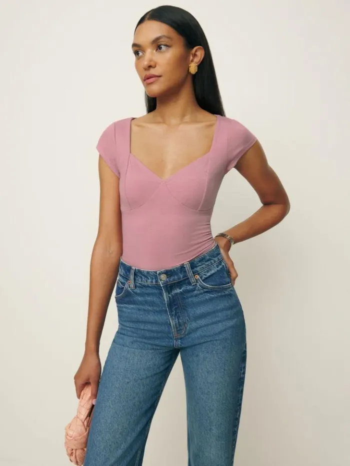Clothing The Reformation Brielle Knit Top Rose Petals