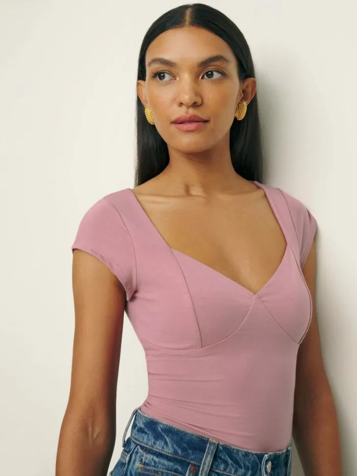 Clothing The Reformation Brielle Knit Top Rose Petals
