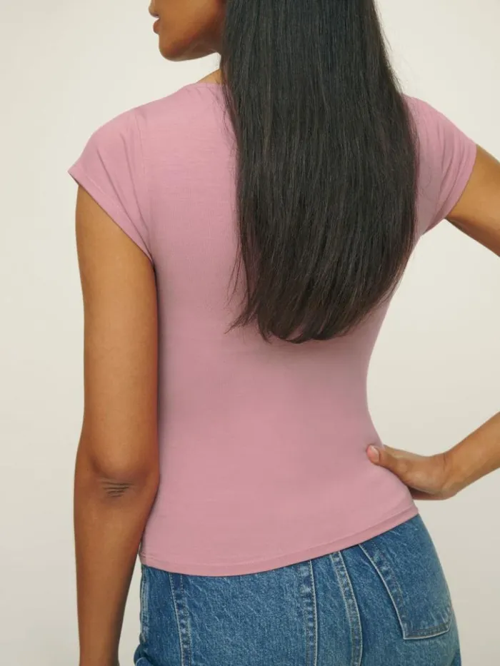 Clothing The Reformation Brielle Knit Top Rose Petals