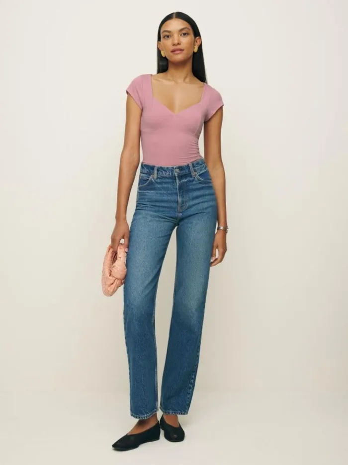 Clothing The Reformation Brielle Knit Top Rose Petals
