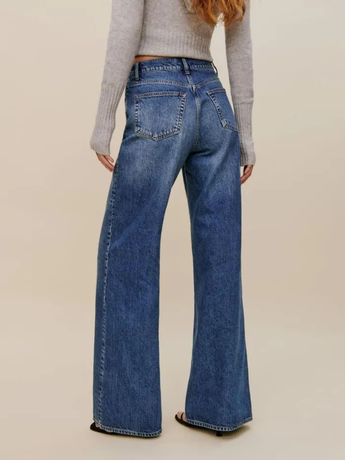 Clothing The Reformation Cary Drawstring Waist Slouchy Wide Leg Jeans Hemlock