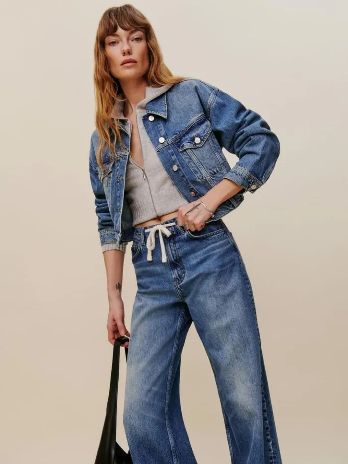 Clothing The Reformation Cary Drawstring Waist Slouchy Wide Leg Jeans Hemlock