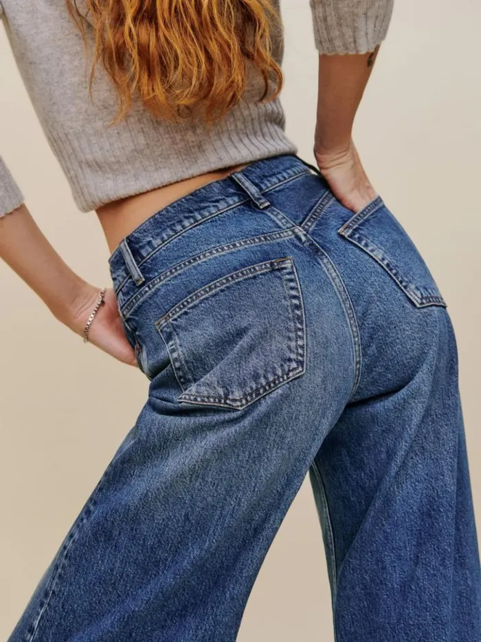Clothing The Reformation Cary Drawstring Waist Slouchy Wide Leg Jeans Hemlock