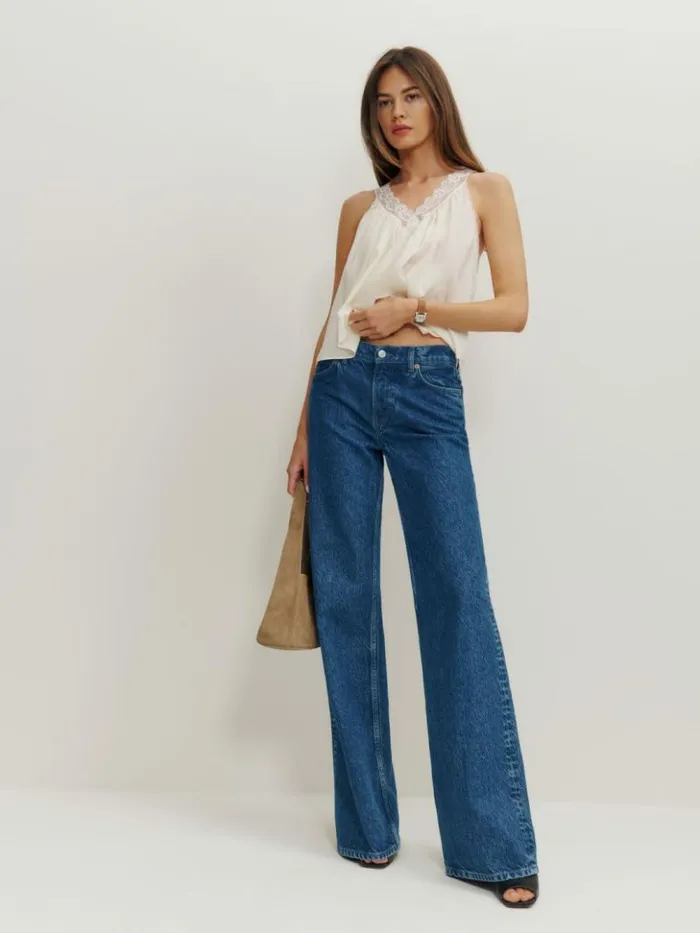 Clothing The Reformation Cary Low Rise Slouchy Wide Leg Jeans Cleary