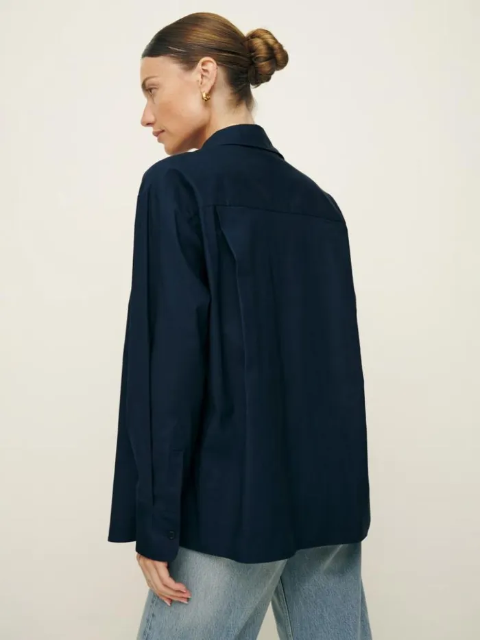 Clothing The Reformation Collins Shirt Navy