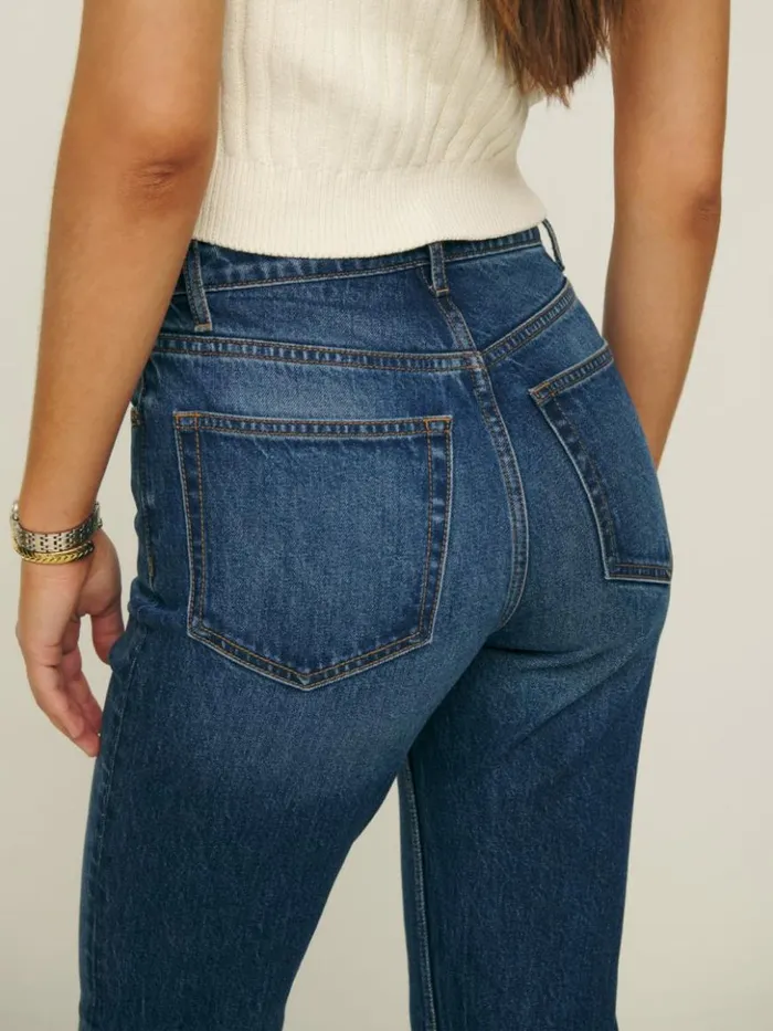 Clothing The Reformation Cynthia Stretch High Rise Straight Jeans Bennett