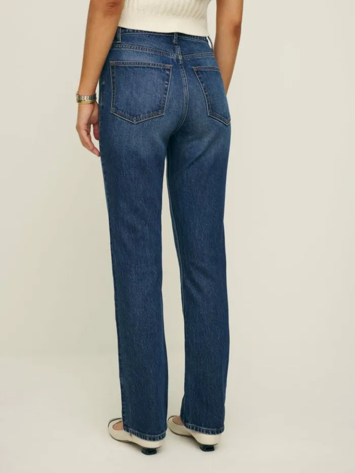 Clothing The Reformation Cynthia Stretch High Rise Straight Jeans Bennett
