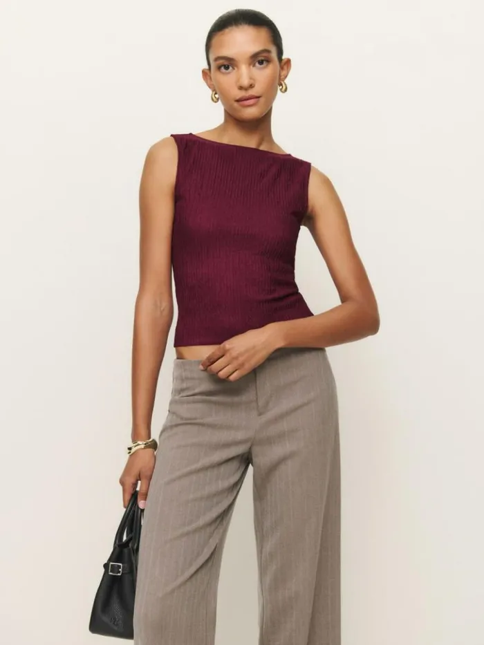 Clothing The Reformation Dusk Knit Top Mulberry