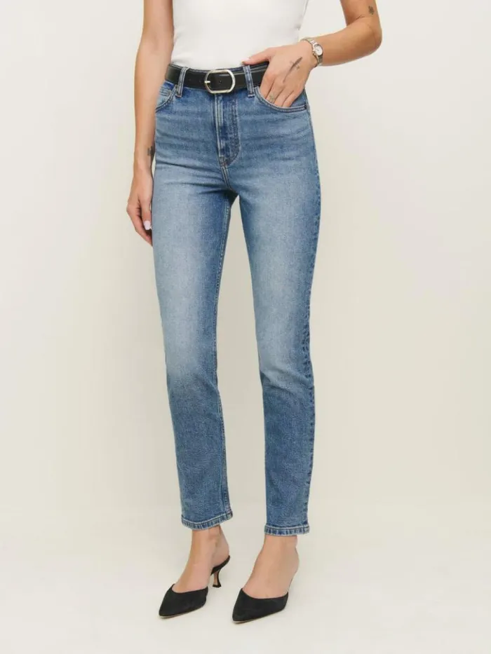 Clothing The Reformation Ezra Super Stretch High Rise Straight Jeans Sinnan