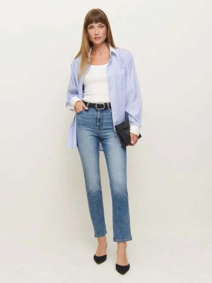 Clothing The Reformation Ezra Super Stretch High Rise Straight Jeans Sinnan