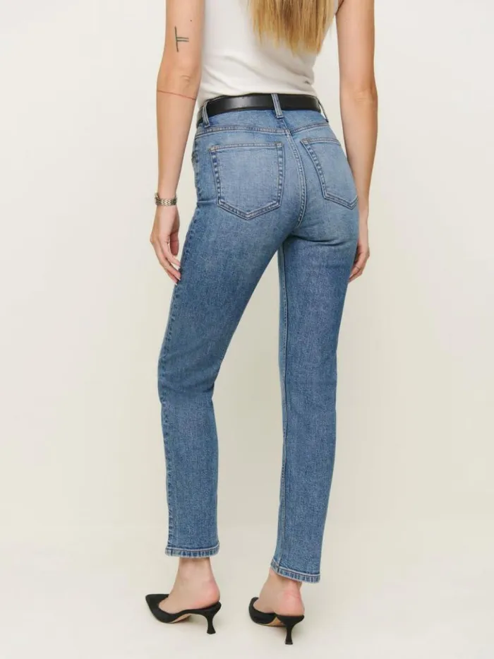Clothing The Reformation Ezra Super Stretch High Rise Straight Jeans Sinnan