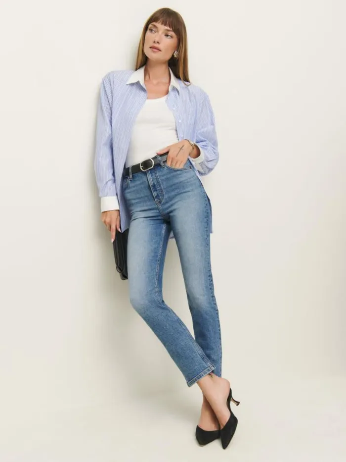 Clothing The Reformation Ezra Super Stretch High Rise Straight Jeans Sinnan