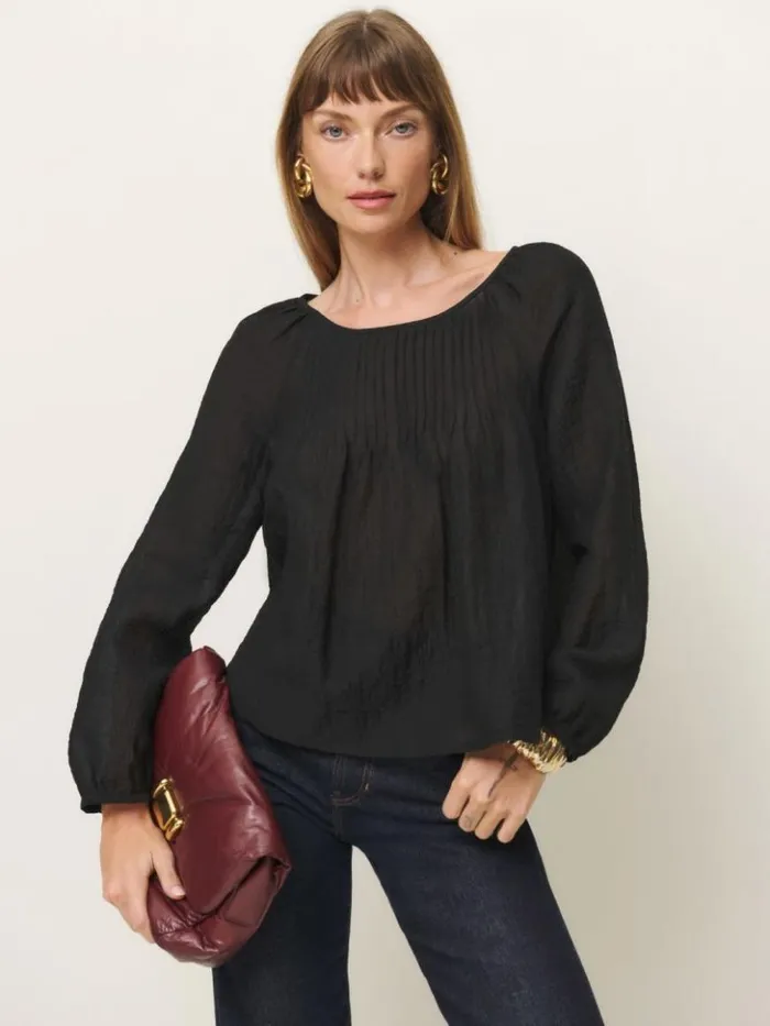 Clothing The Reformation Finn Top Black