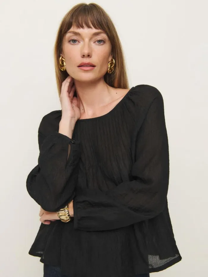 Clothing The Reformation Finn Top Black