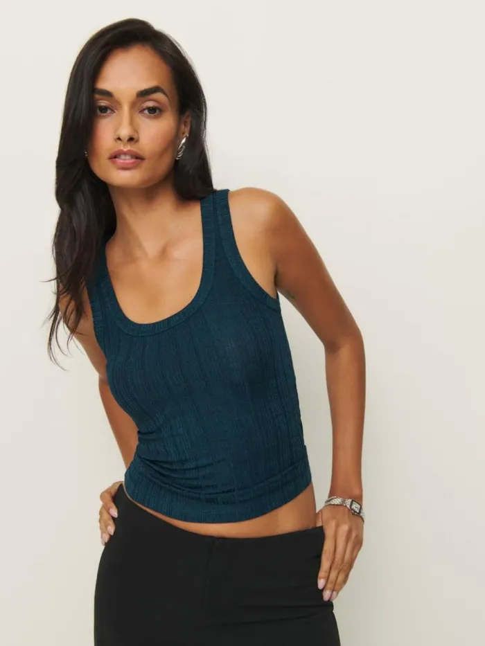 Clothing The Reformation Fiore Knit Top Navy