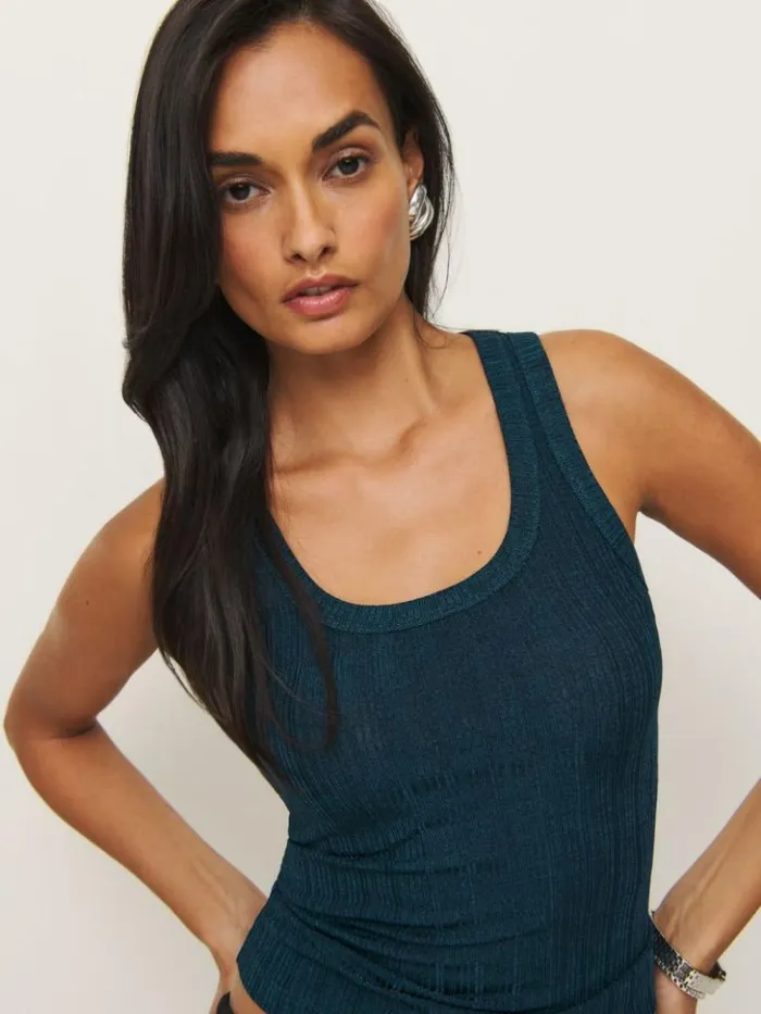 Clothing The Reformation Fiore Knit Top Navy