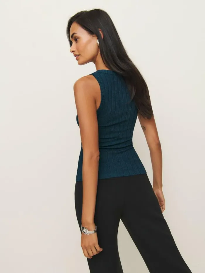 Clothing The Reformation Fiore Knit Top Navy