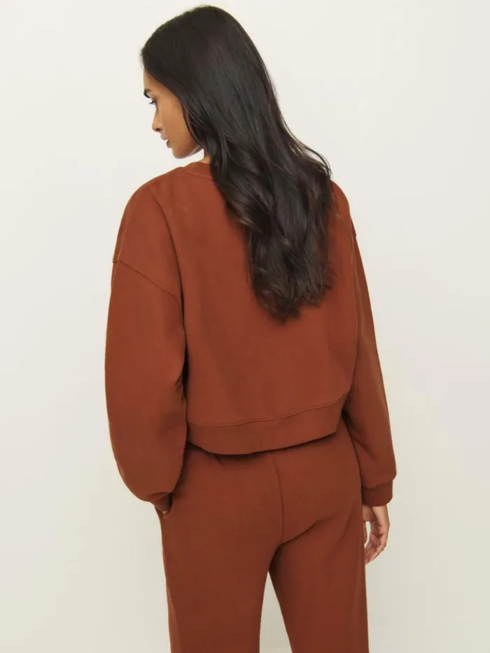 Clothing The Reformation Grace Cropped Vintage Oversized Crewneck Sweatshirt Fig Jam