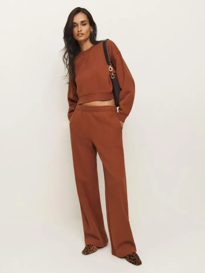 Clothing The Reformation Grace Cropped Vintage Oversized Crewneck Sweatshirt Fig Jam
