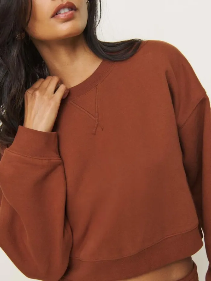 Clothing The Reformation Grace Cropped Vintage Oversized Crewneck Sweatshirt Fig Jam