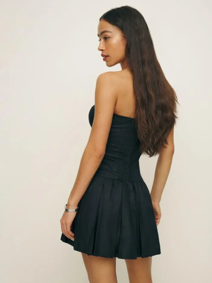 Clothing The Reformation Isabeli Linen Dress Black