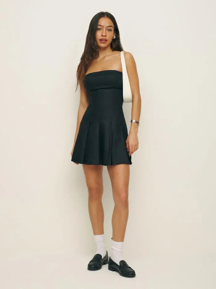 Clothing The Reformation Isabeli Linen Dress Black