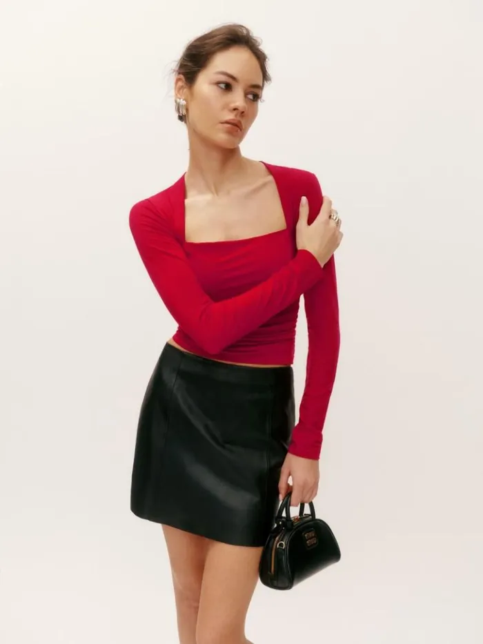 Clothing The Reformation Laurel Knit Top Lipstick