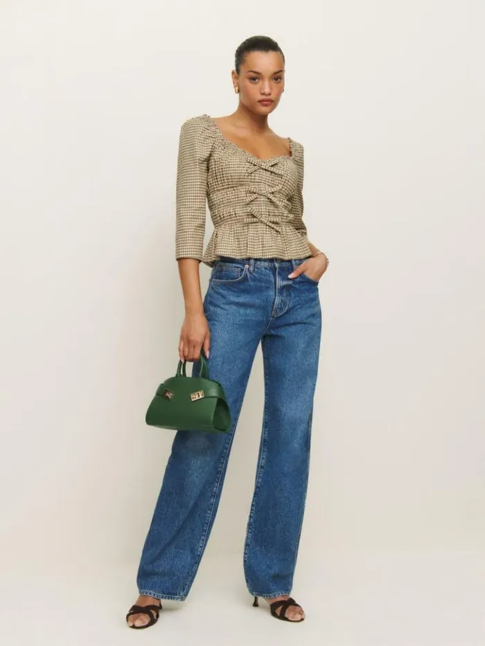 Clothing The Reformation Lauryn Top Blondie Check