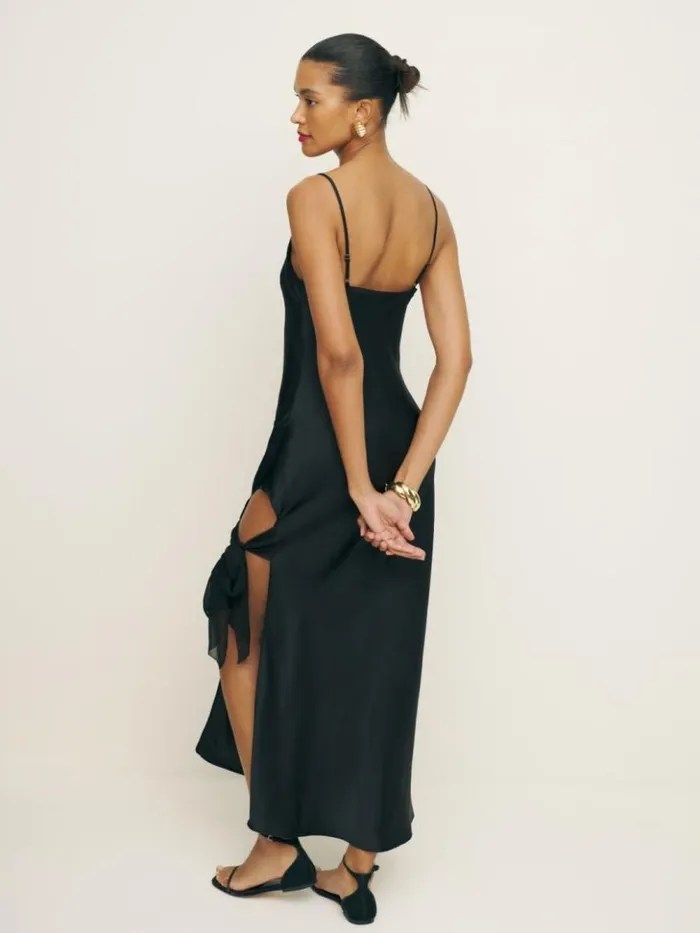 Clothing The Reformation Malorie Silk Dress Black
