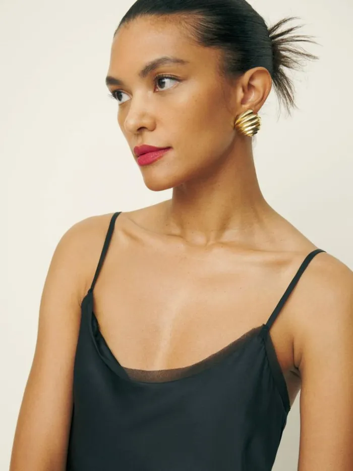 Clothing The Reformation Malorie Silk Dress Black