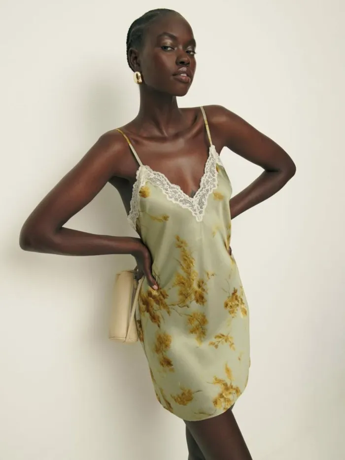 Clothing The Reformation Marina Silk Dress Golden Hour