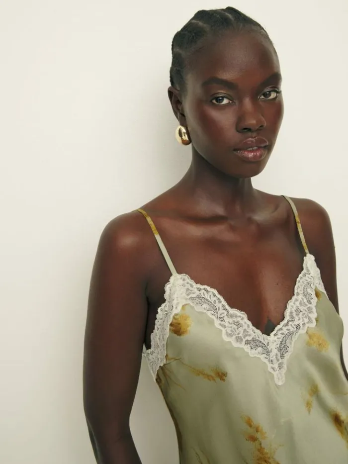 Clothing The Reformation Marina Silk Dress Golden Hour