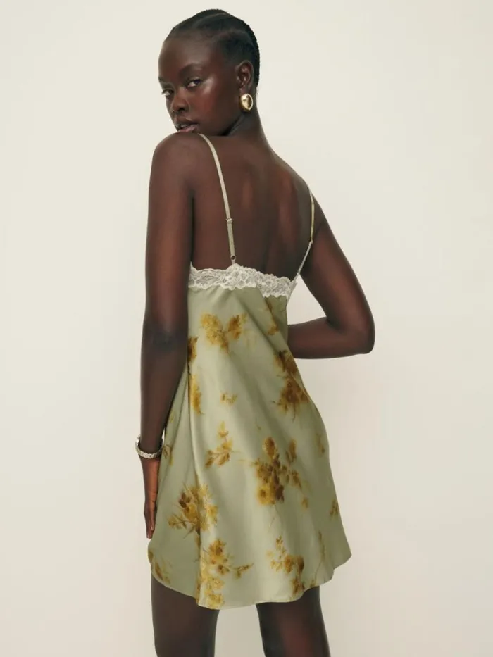 Clothing The Reformation Marina Silk Dress Golden Hour