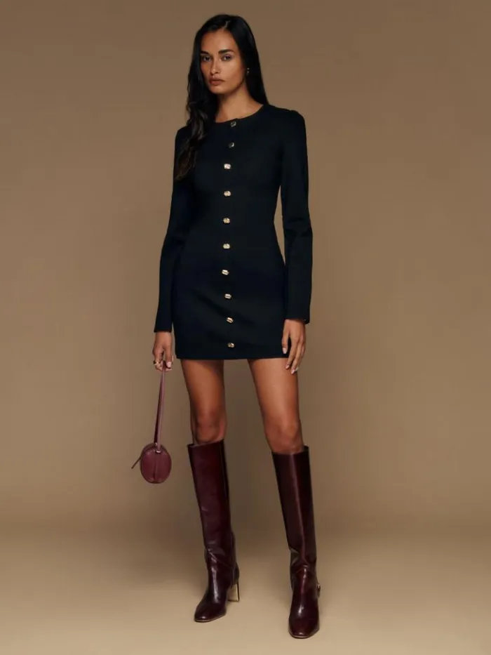 Clothing The Reformation Micah Knit Dress Black