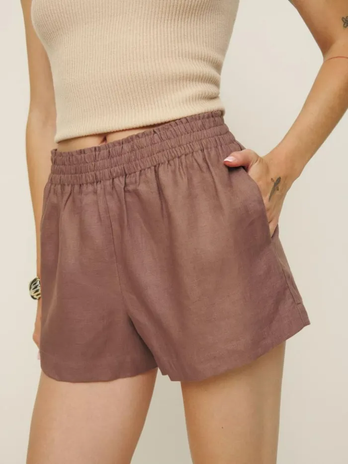 Clothing The Reformation Mila Linen Short Mink