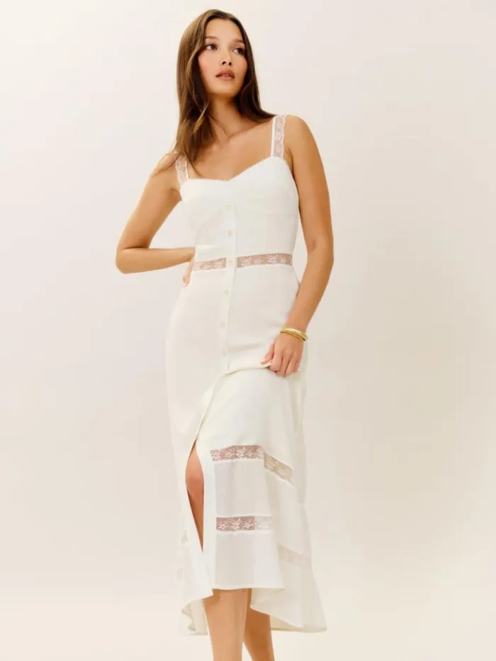 Clothing The Reformation Petites Wynton Dress Ivory