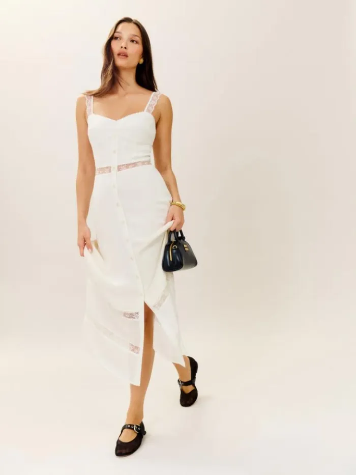 Clothing The Reformation Petites Wynton Dress Ivory