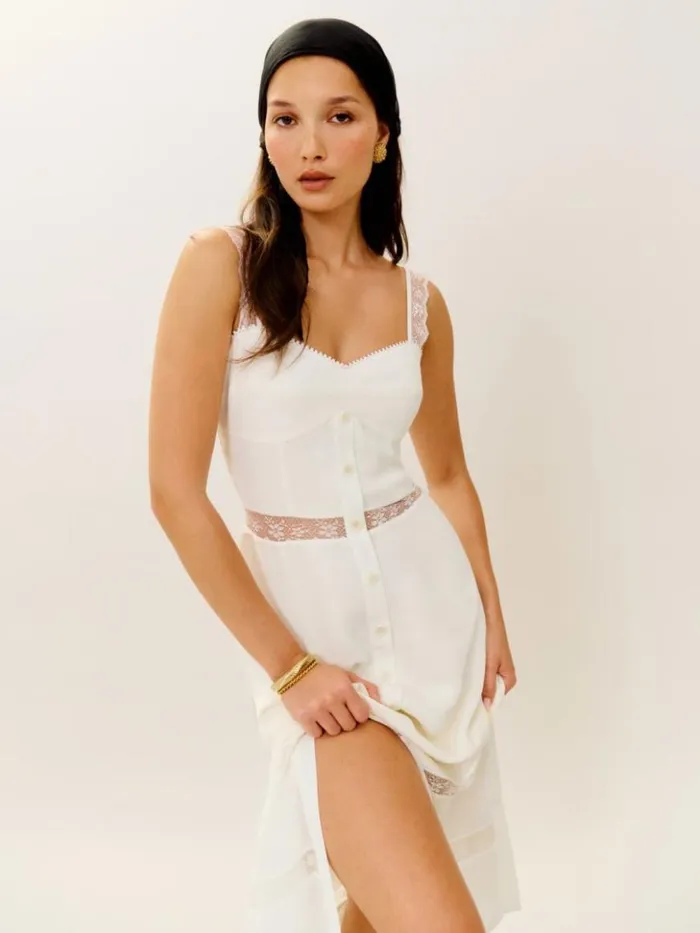 Clothing The Reformation Petites Wynton Dress Ivory