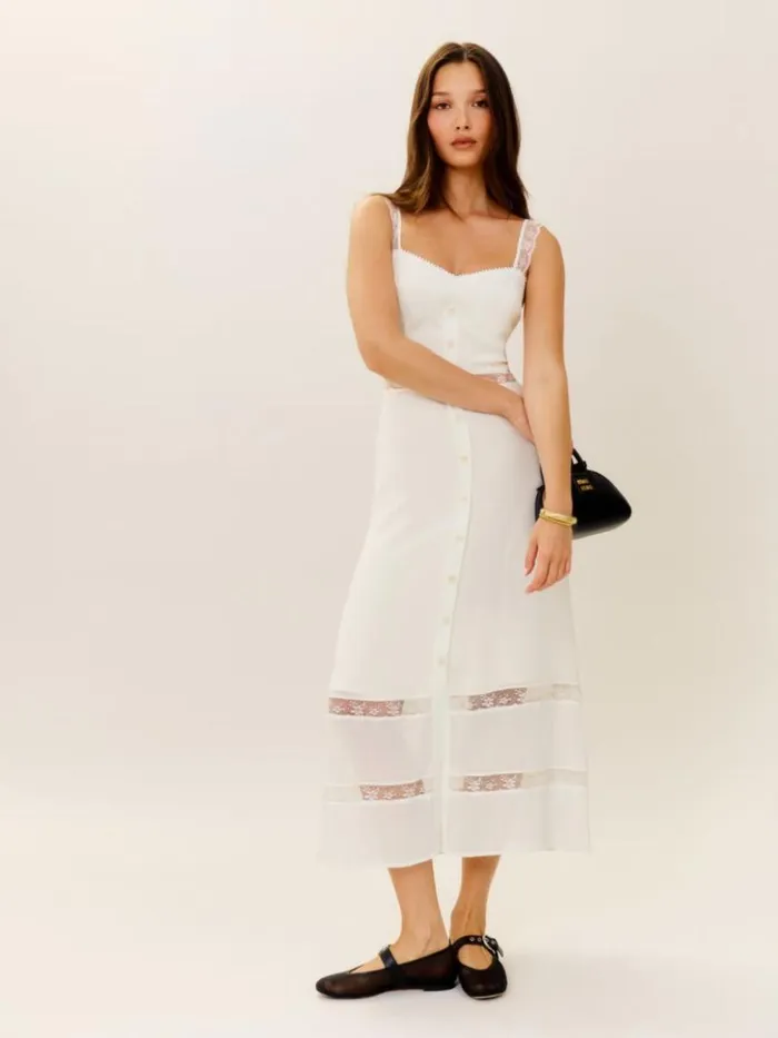 Clothing The Reformation Petites Wynton Dress Ivory