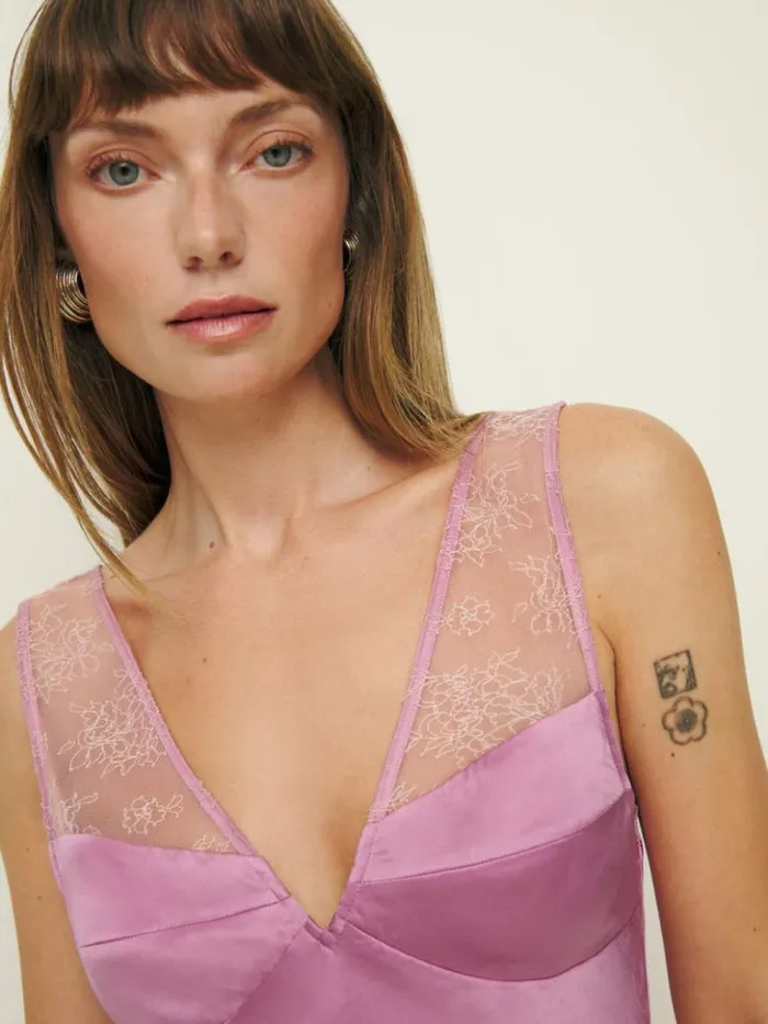 Clothing The Reformation Robbie Silk Dress Sugar Plum
