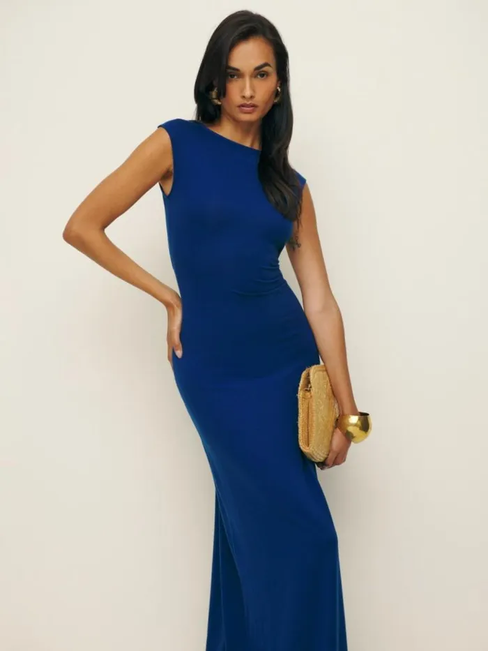 Clothing The Reformation Sabine Knit Dress Royal