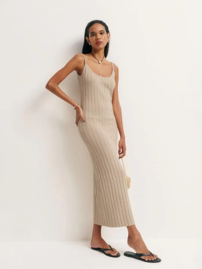 Clothing The Reformation Samantha Cotton Sweater Dress Coyote