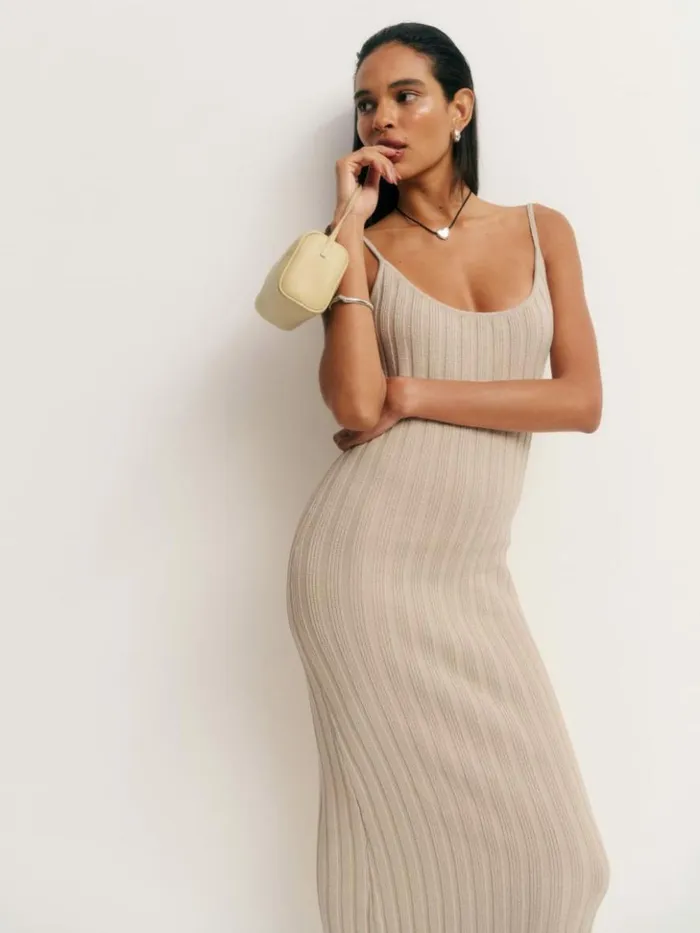 Clothing The Reformation Samantha Cotton Sweater Dress Coyote