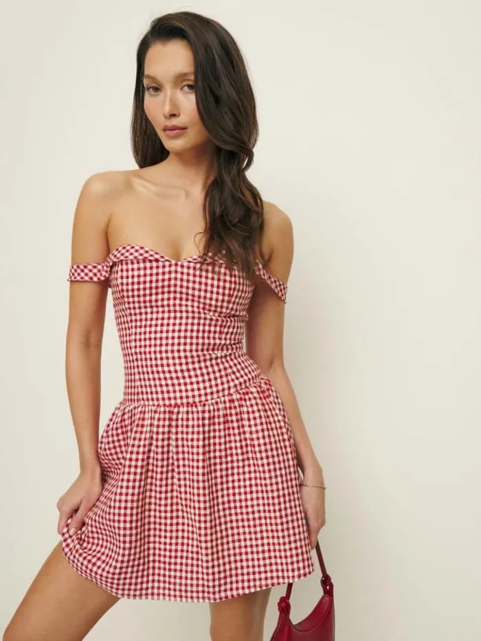 Clothing The Reformation Sora Linen Dress Tomato Check