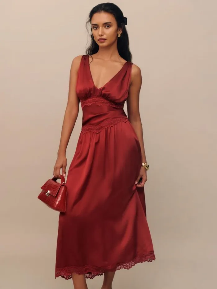 Clothing The Reformation Stasia Silk Dress Sangre