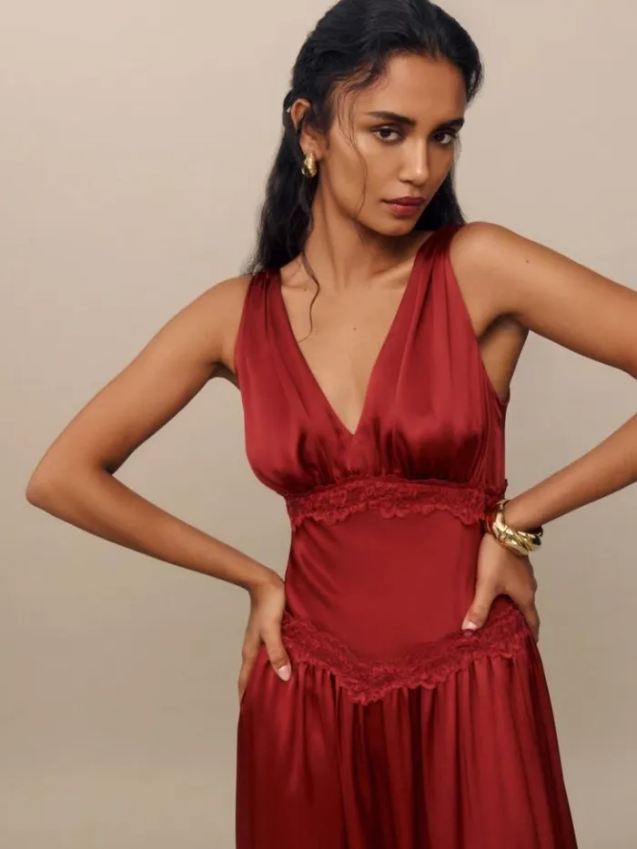 Clothing The Reformation Stasia Silk Dress Sangre
