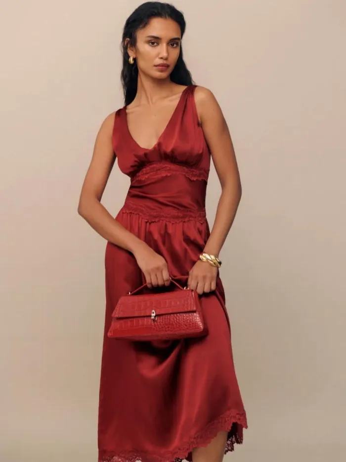 Clothing The Reformation Stasia Silk Dress Sangre