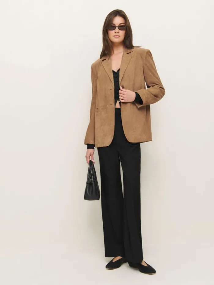 Clothing The Reformation Veda Leon Oversized Suede Blazer Pecan