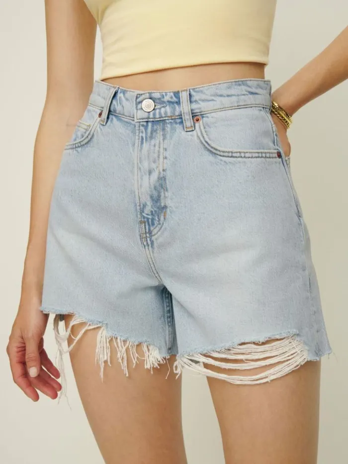 Clothing The Reformation Wilder High Rise Relaxed Jean Shorts Lethe