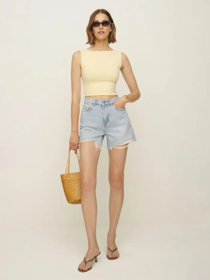 Clothing The Reformation Wilder High Rise Relaxed Jean Shorts Lethe